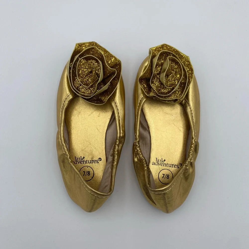 Gold Little Adventures Flower Dress Up flats